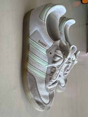 adidas Samba Sneakers in White & Mint
